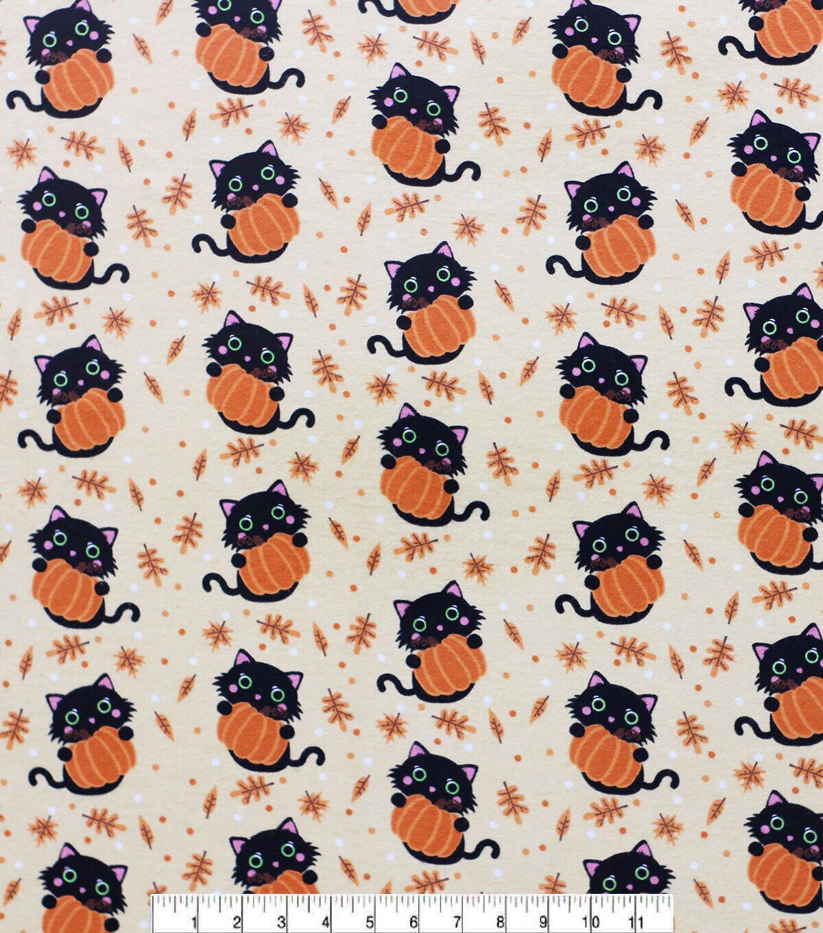 Super Snuggle Black Cats & Pumpkins Halloween Flannel Fabric