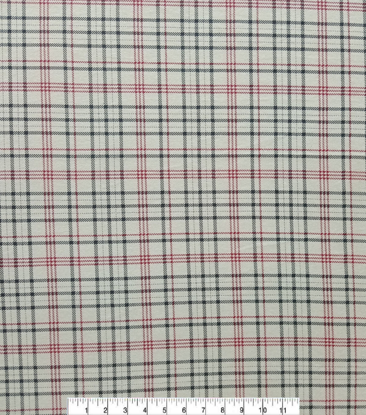 Cream Black Red Plaid Super Snuggle Flannel Fabric