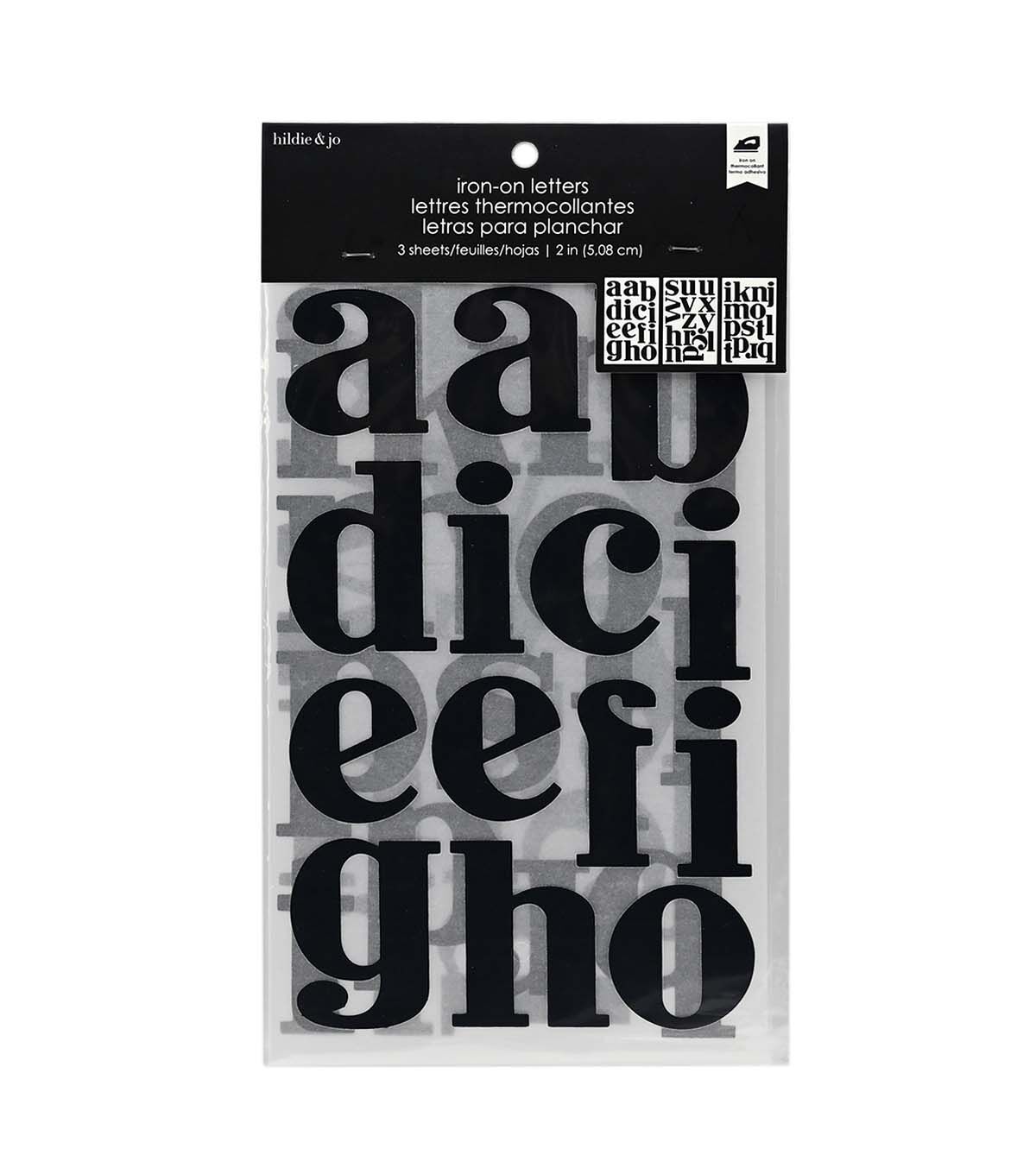 2 Black Iron On Letters 3 Sheets by hildie & jo