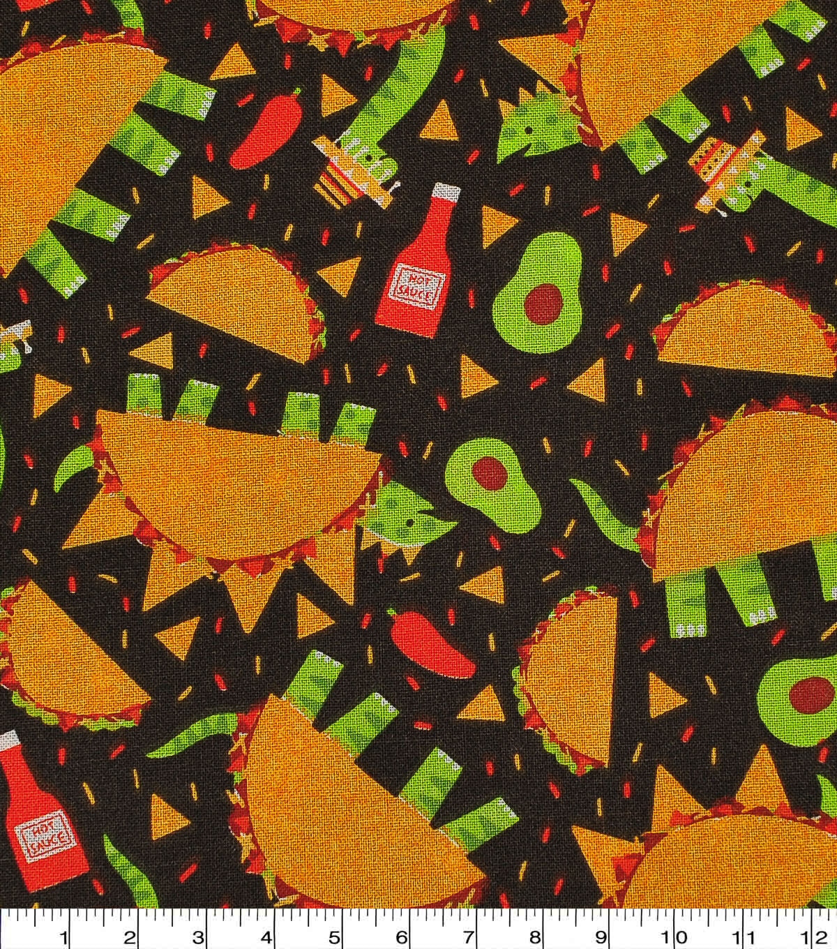 Novelty Cotton Fabric Taco Dinos