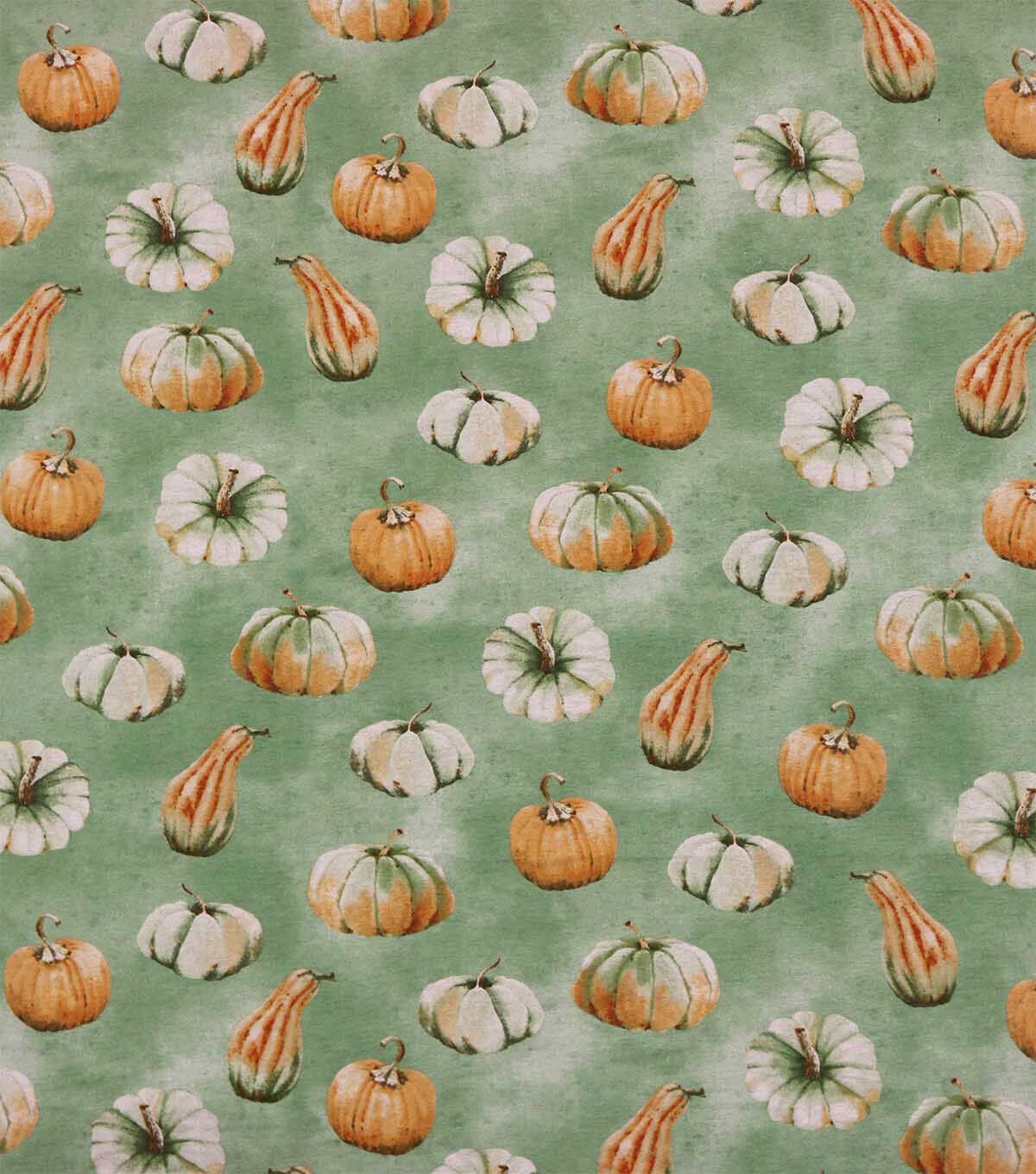 Teal Autumn Veggies Super Snuggle Flannel Fabric