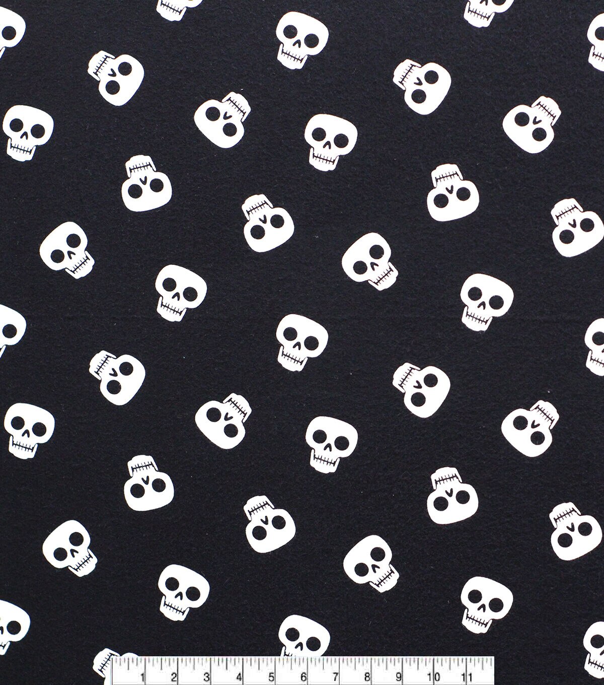 Skulls On Black Glow in The Dark Super Snuggle Flannel Fabric
