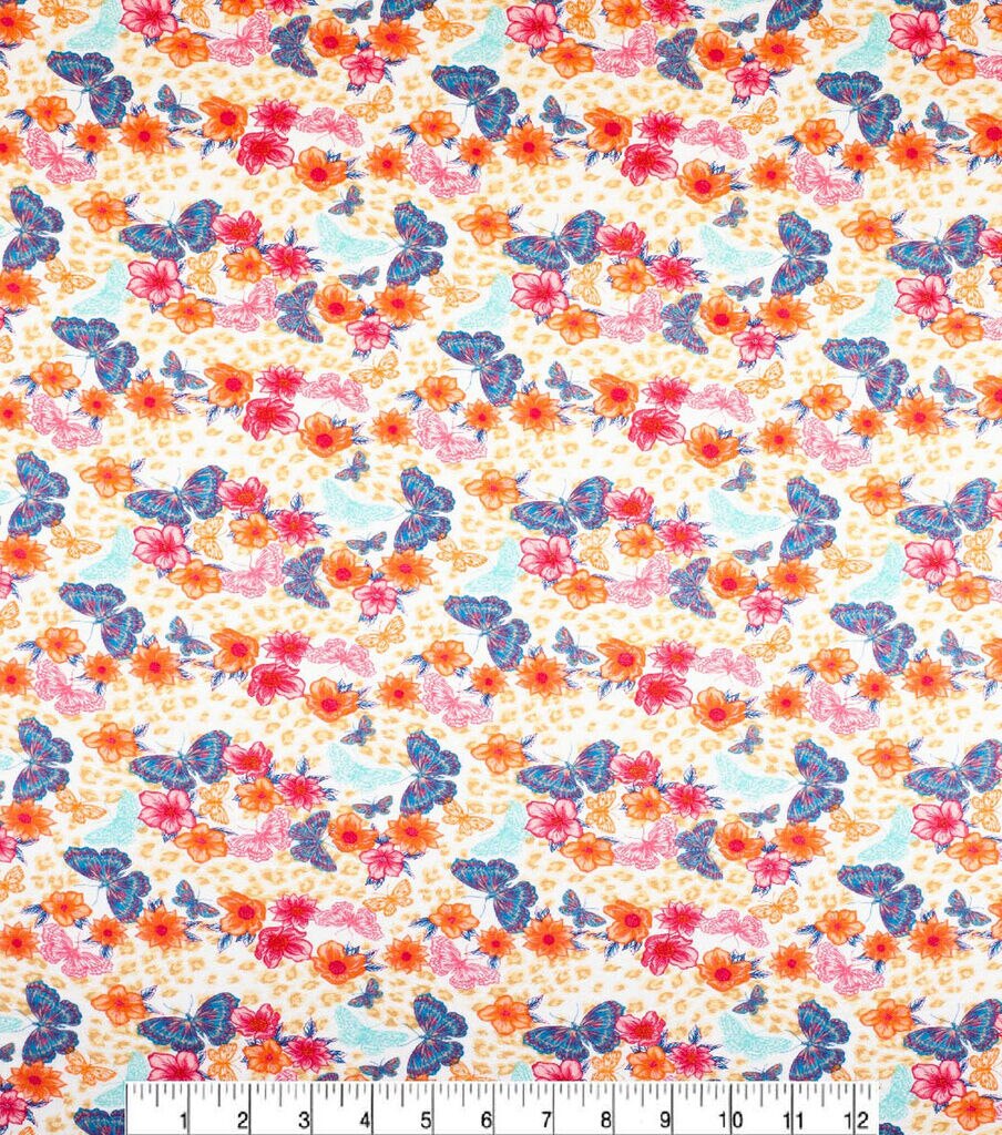 Butterfly on Animal Print Super Snuggle Flannel Fabric