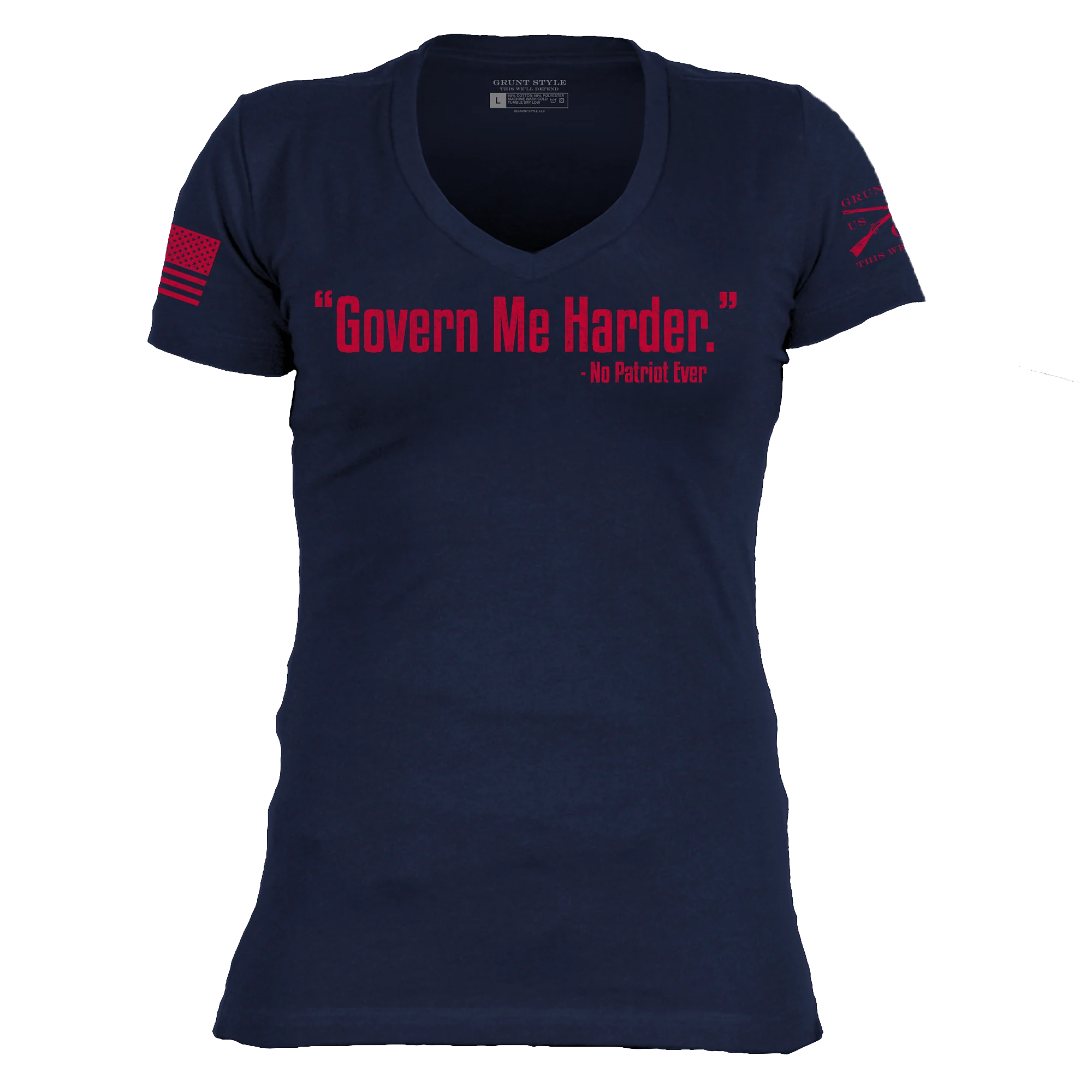 Women's Govern Me Harder V-Neck - Midnight Navy