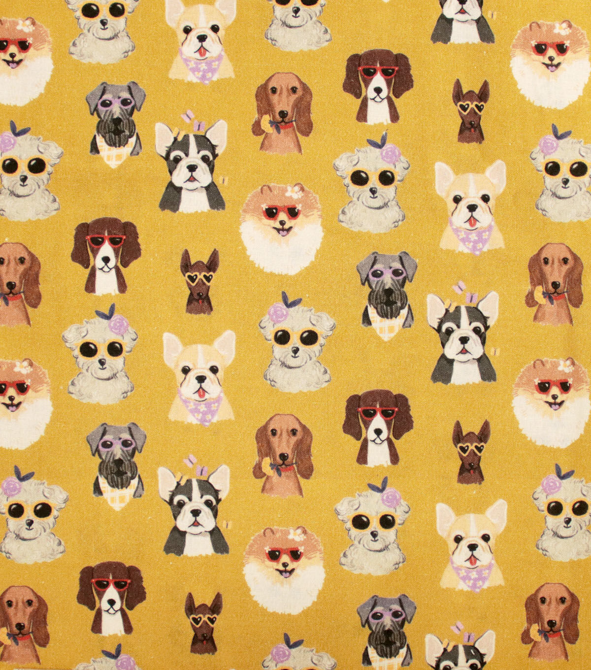 Dogs In Sunglasses Tan Novelty Cotton Fabric