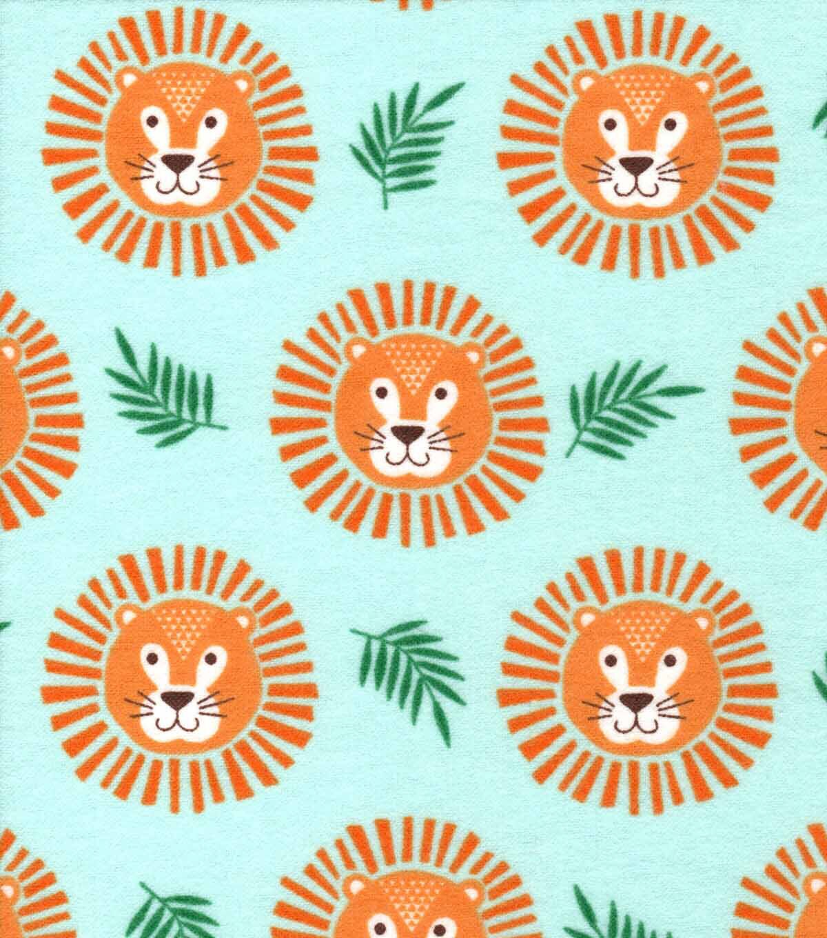 Super Snuggle Flannel Fabric Lion Faces