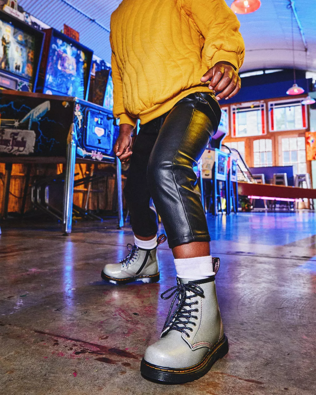 DR MARTENS Toddler 1460 Sparkle Rays Lace Up Boots