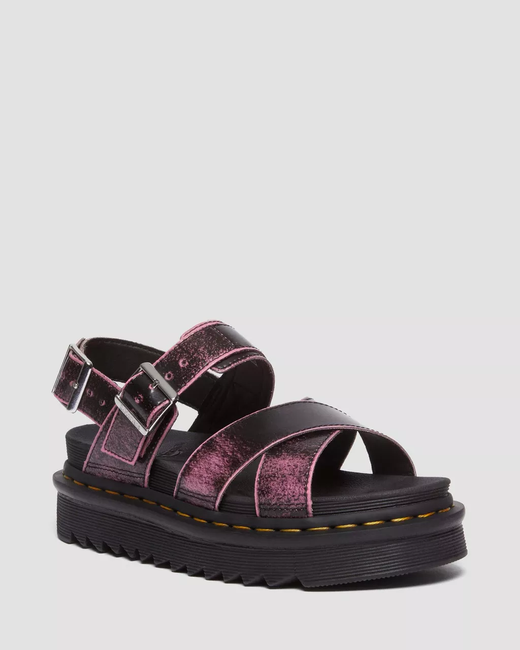 DR MARTENS Voss II Distressed Leather Platform Sandals