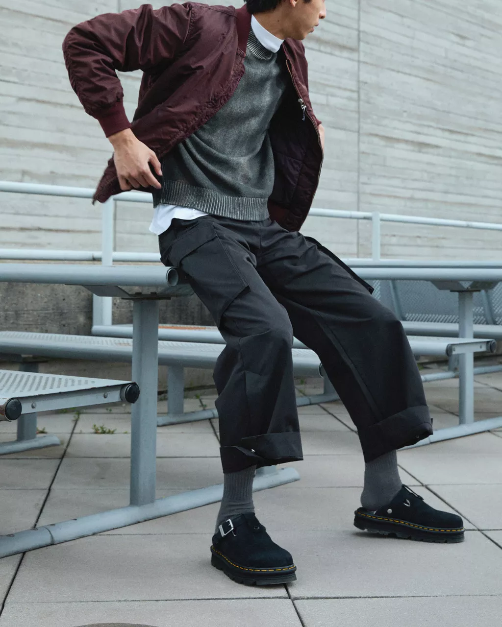 DR MARTENS Zebzag Suede Fleece-Lined Platform Mules