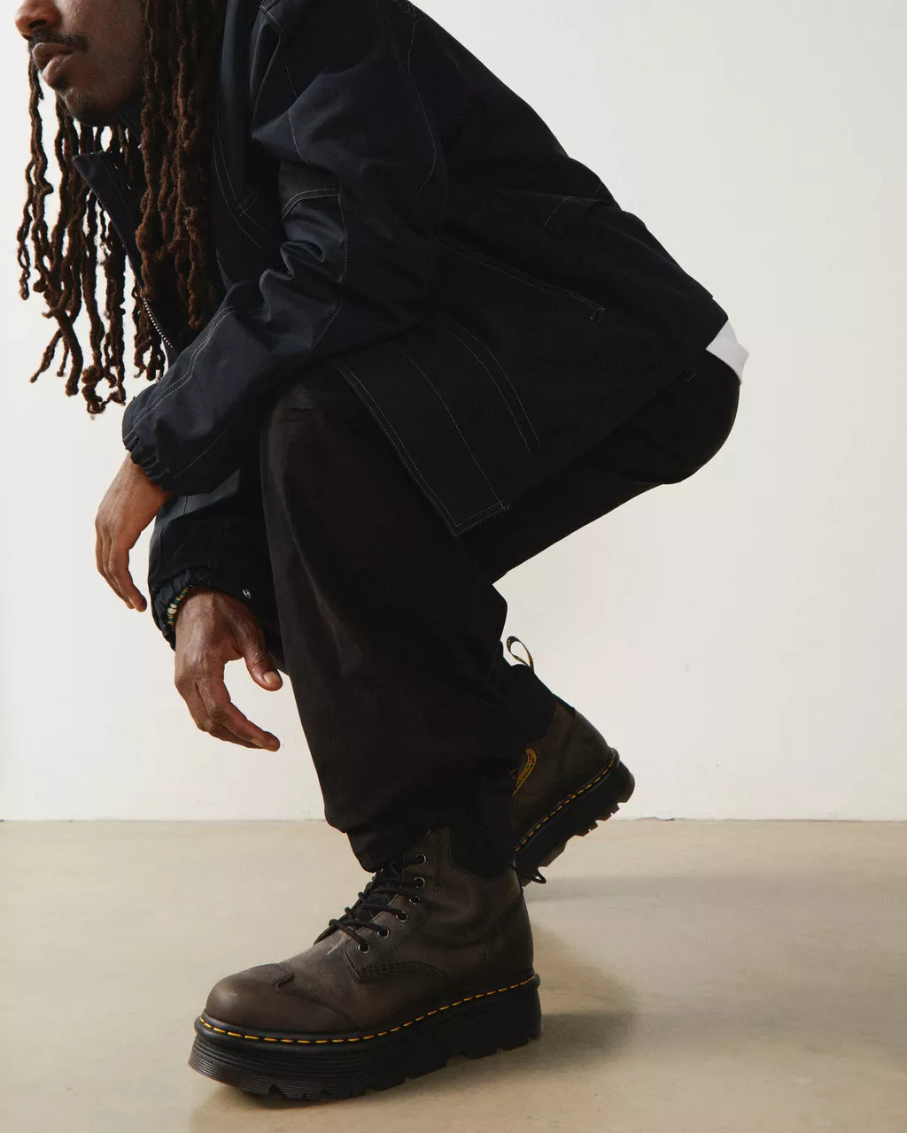 DR MARTENS Zebzag Suede & Leather Casual Lace Up Boots