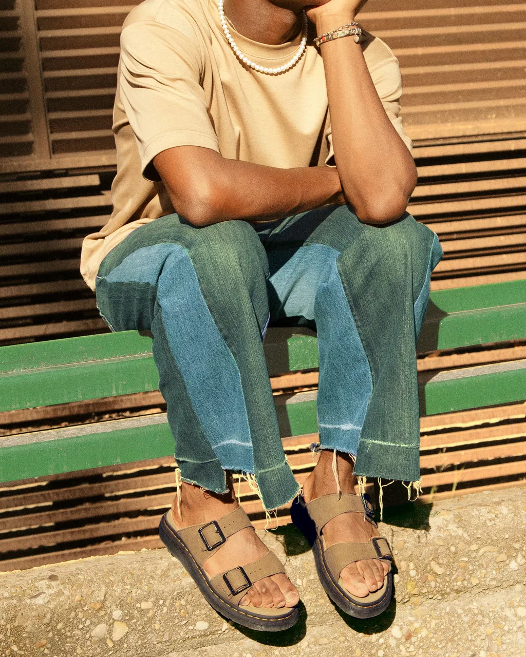 DR MARTENS Josef Nubuck Leather Buckle Slide Sandals