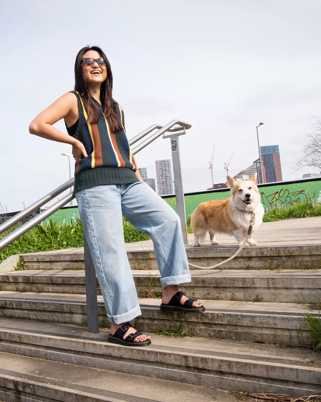 DR MARTENS Josef Leather Buckle Slide Sandals