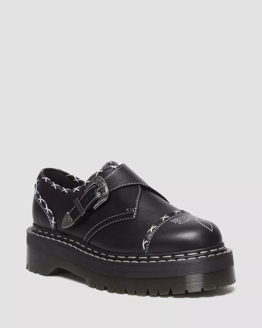 DR MARTENS Monk Strap Quad Contrast Stich Platform Shoes