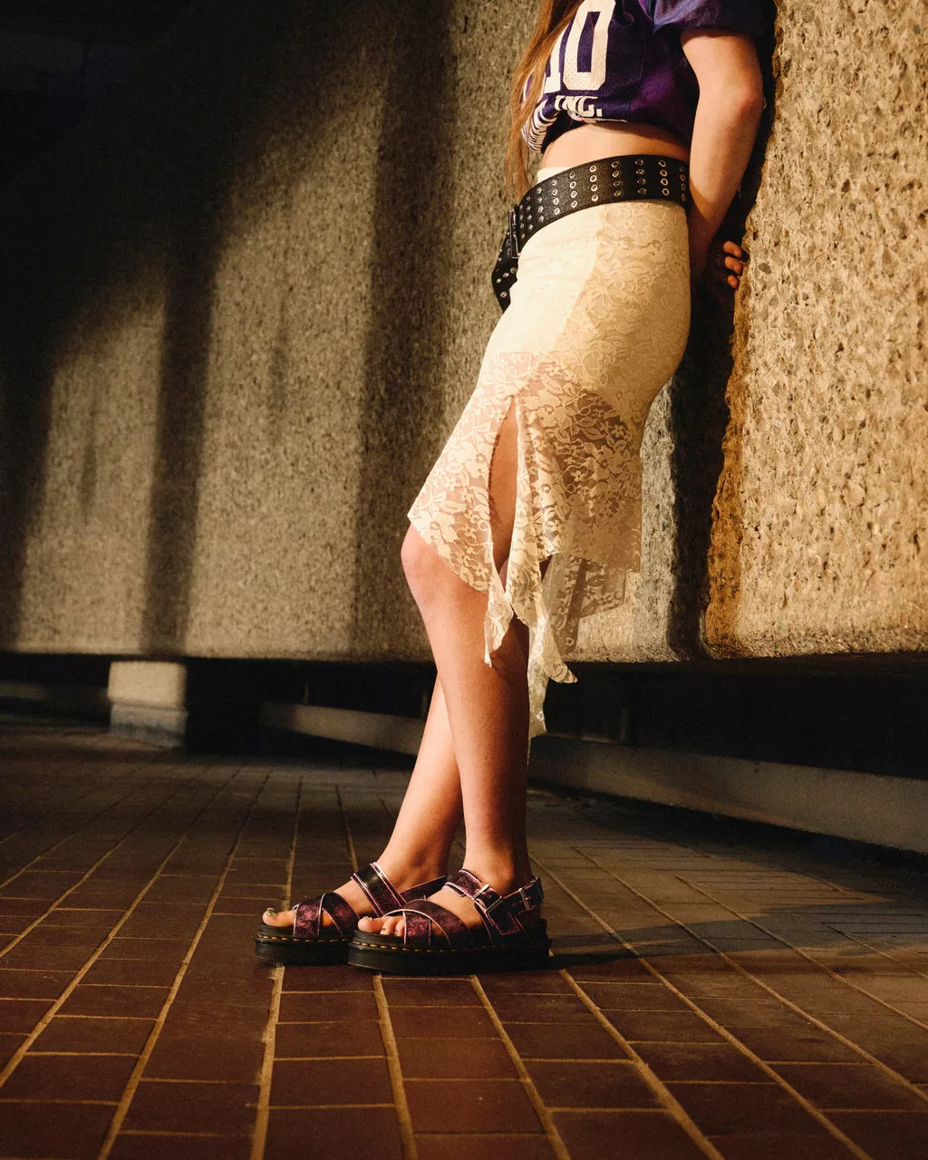 DR MARTENS Voss II Distressed Leather Platform Sandals