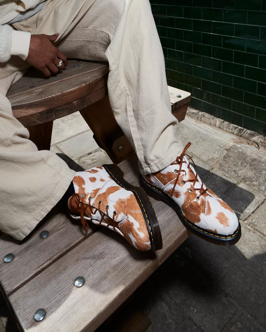 DR MARTENS Church Hair-On Cow Print Platform Boots
