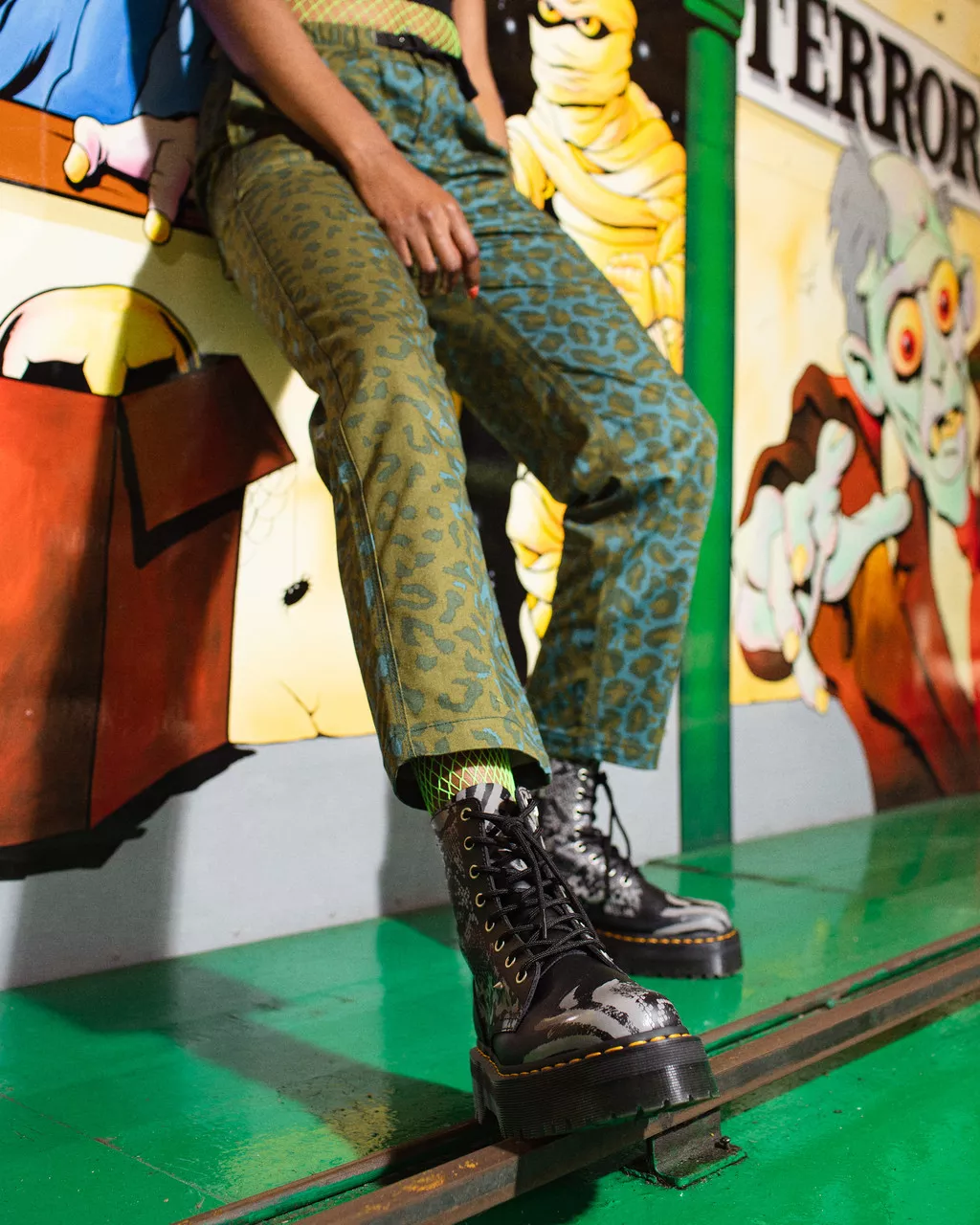 DR MARTENS Jadon Animal Clash Leather Platform Boots