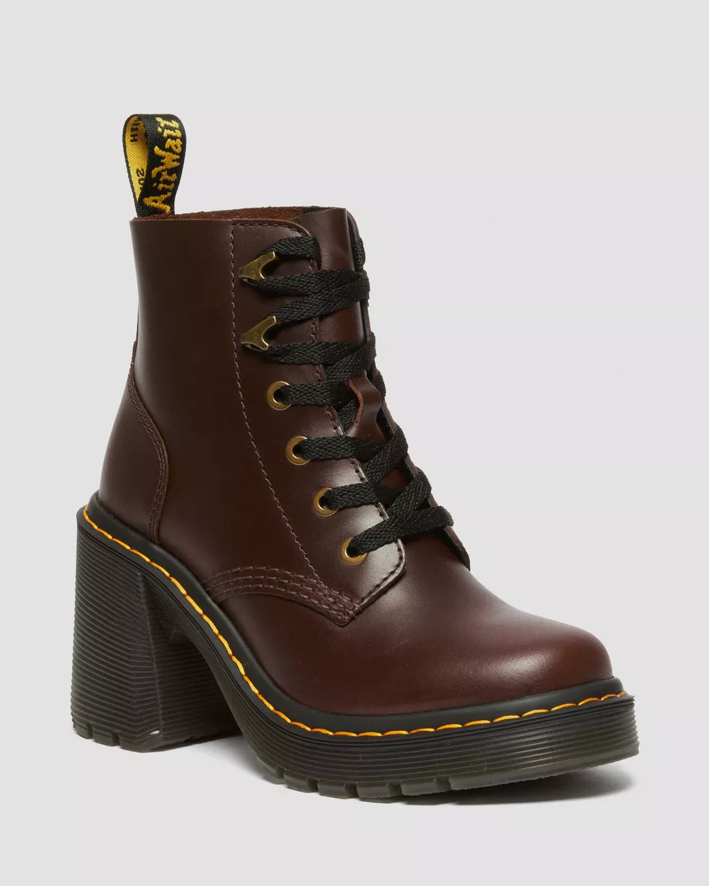 DR MARTENS Jesy Leather Flared Heel Boots