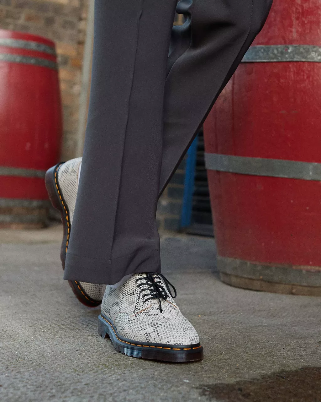DR MARTENS 2046 Python Print Suede Oxford Shoes