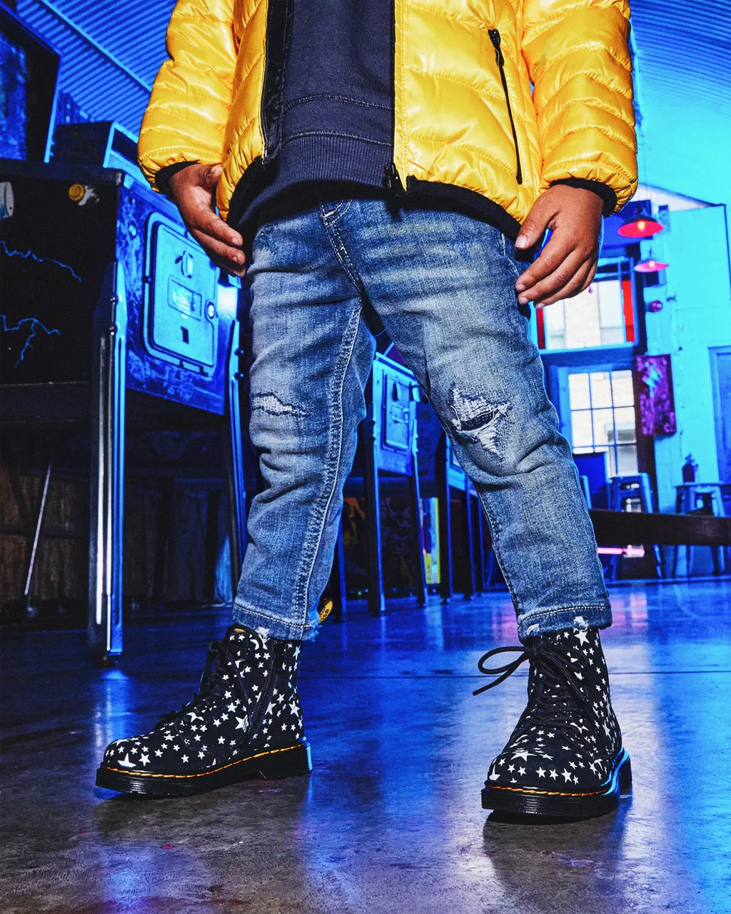 DR MARTENS Toddler 1460 Pascal Star Suede Lace Up Boots