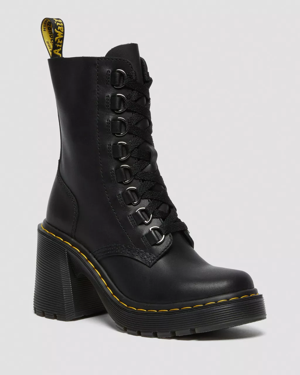 DR MARTENS Chesney Leather Flared Heel Lace Up Boots