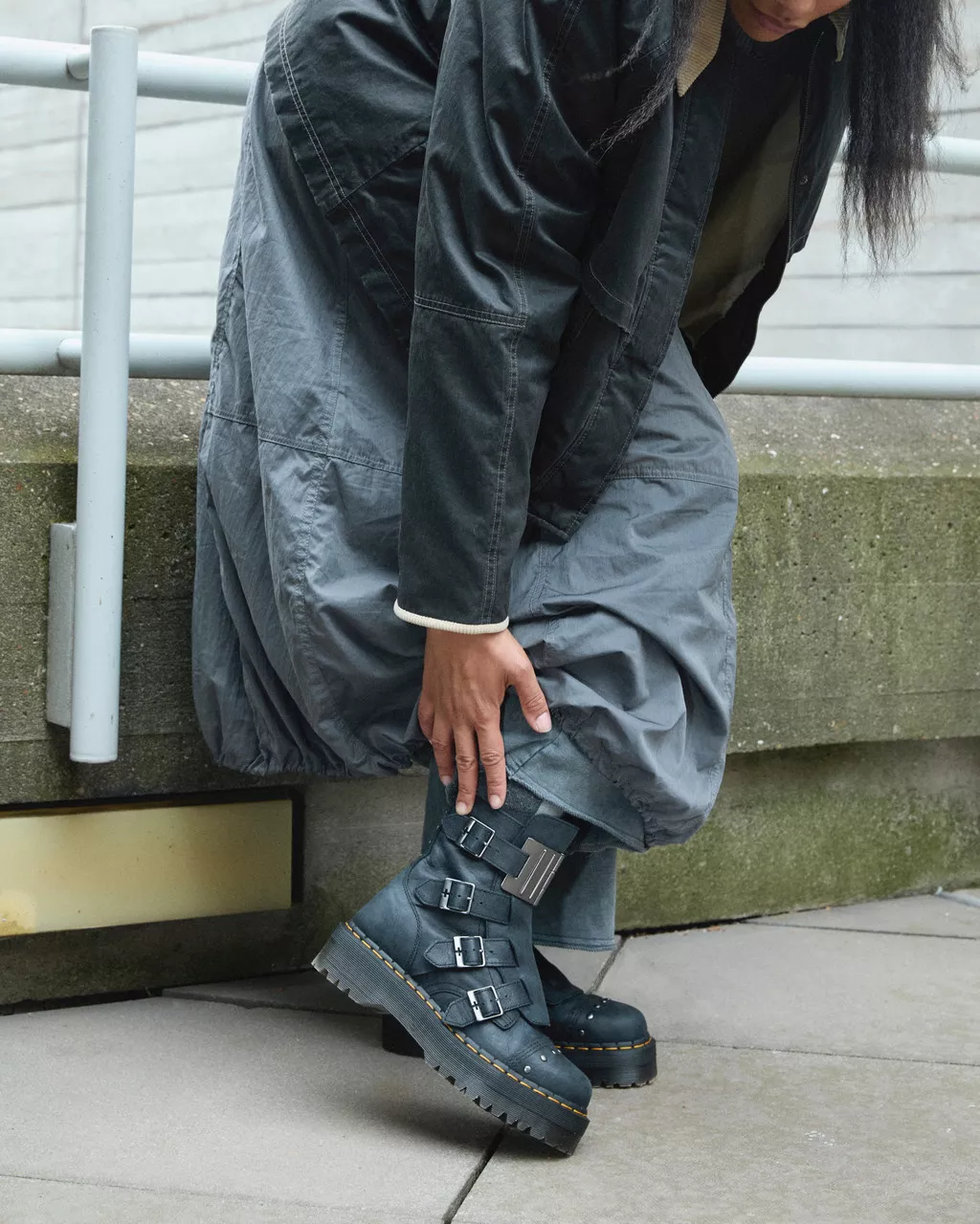 DR MARTENS Jadon Hinge Buckle Leather Platform Boots