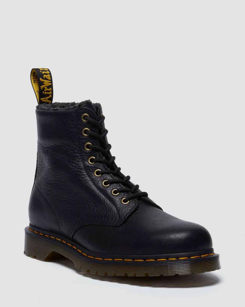 DR MARTENS 1460 Faux Fur Lined Grizzly Leather Lace Up Boots