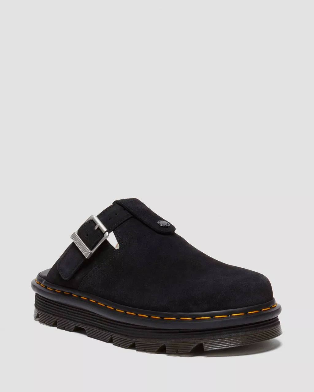 DR MARTENS Zebzag Suede Fleece-Lined Platform Mules