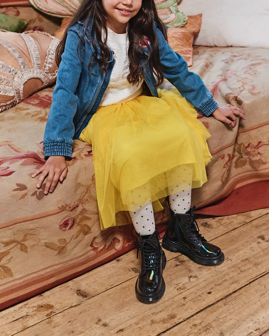 DR MARTENS Junior 1460 Rainbow Leather Lace Up Boots