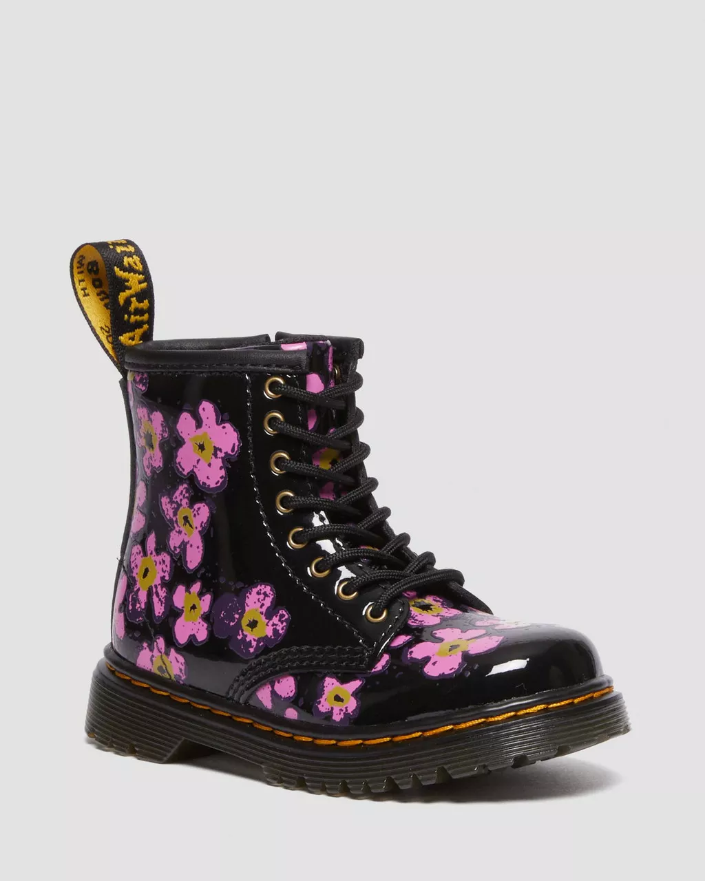 DR MARTENS Toddler 1460 Floral Patent Boots