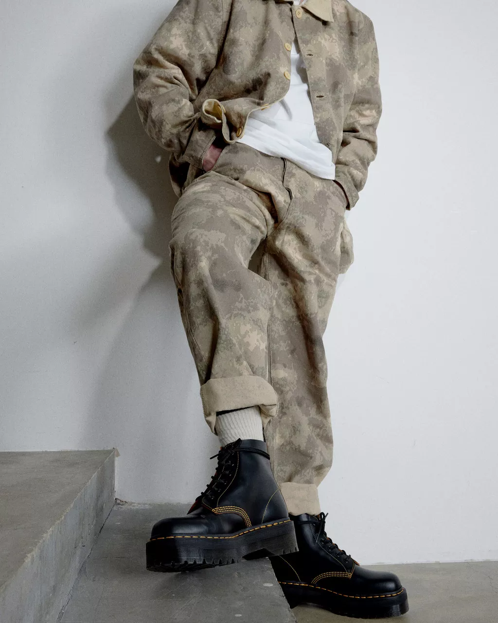 DR MARTENS 101 Quad Vintage Smooth Leather Platform Ankle Boots