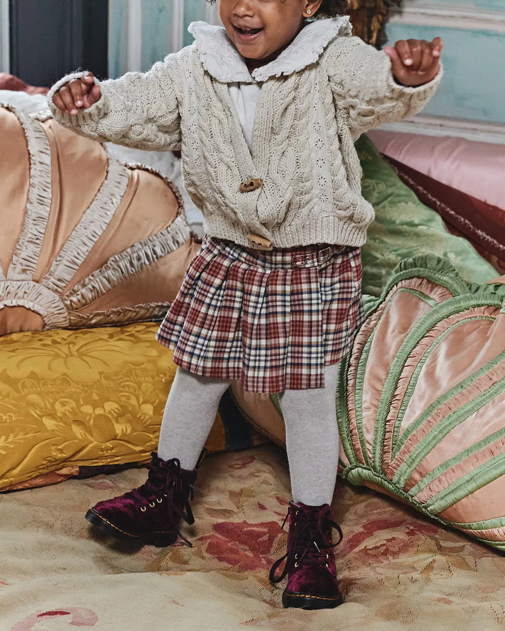 DR MARTENS Toddler 1460 Velvet Lace Up Boots