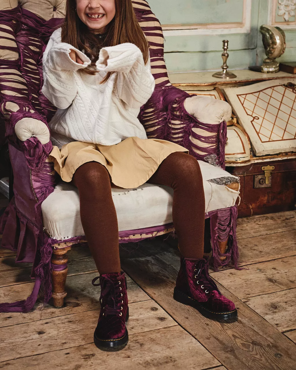 DR MARTENS Junior 1460 Velvet Lace Up Boots