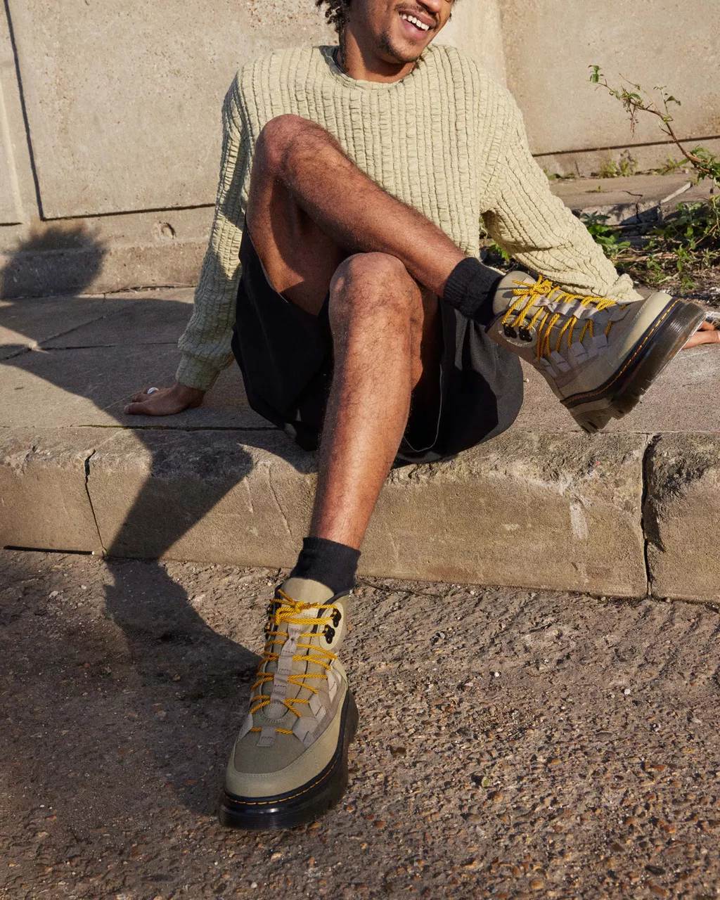 DR MARTENS Boury Nylon & Leather Utility Boots