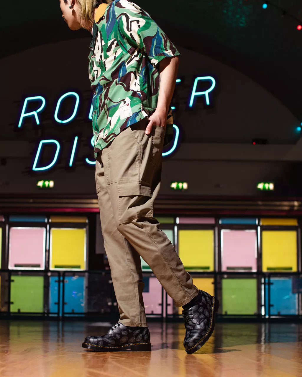 DR MARTENS 1461 Distorted Leopard Print Shoes