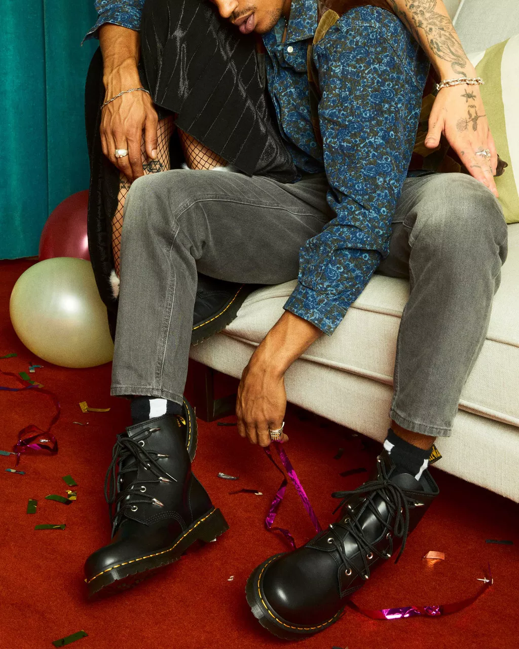 DR MARTENS 1460 Alien Hardware Leather Lace Up Boots