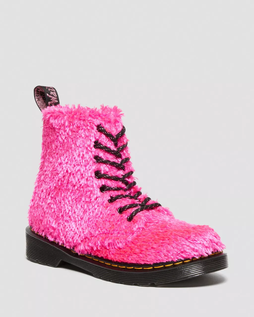 DR MARTENS Junior 1460 Pascal Tinsel Fur Lace Up Boots