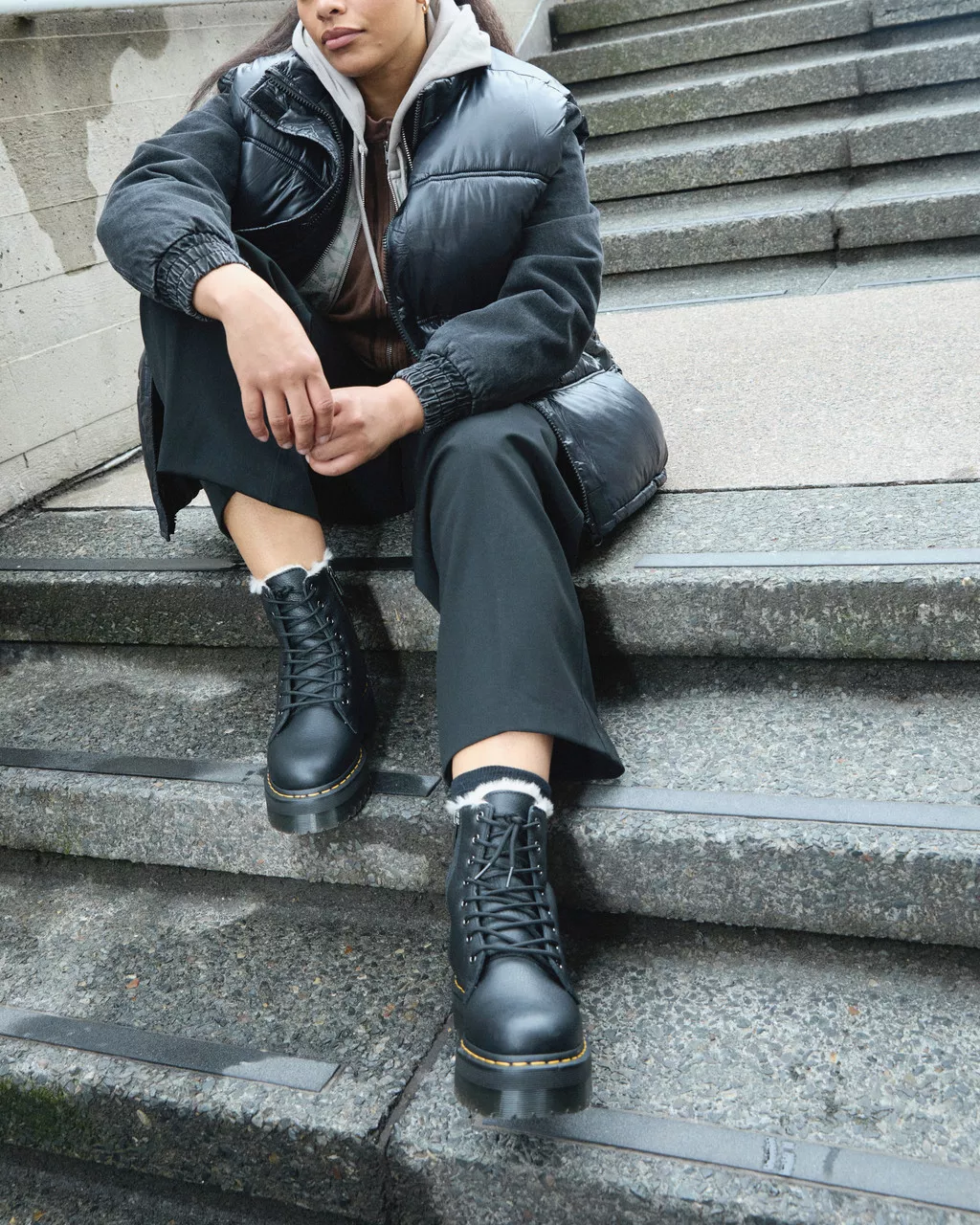 DR MARTENS Jadon Faux Fur Lined Leather Platform Boots