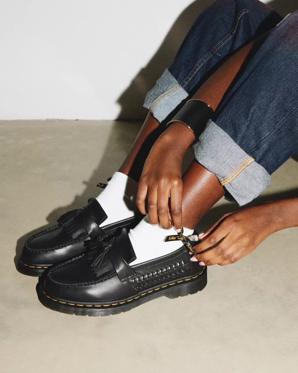 DR MARTENS Adrian Woven Leather Tassel Loafers