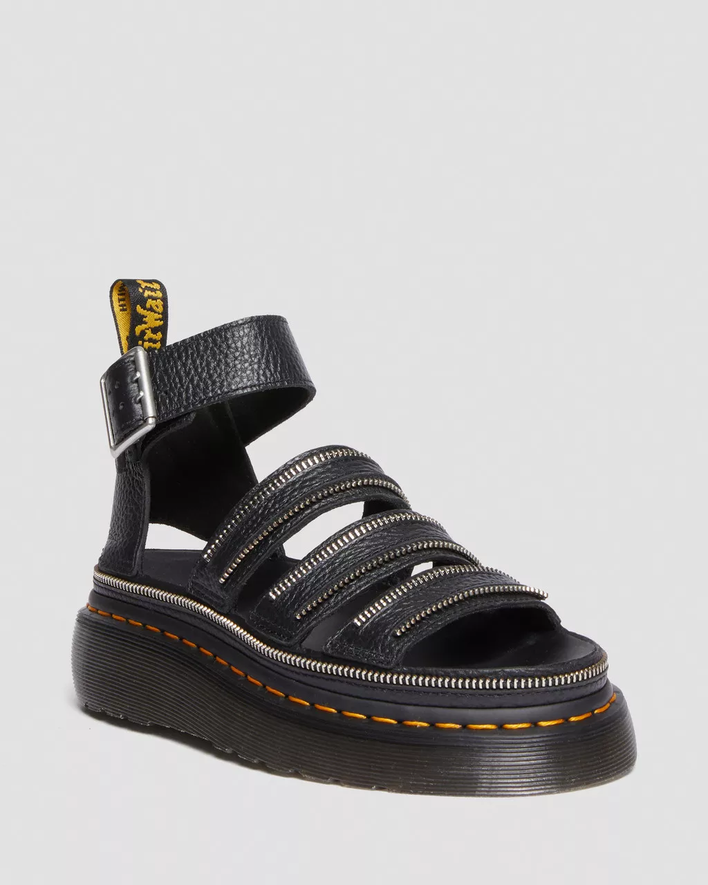 DR MARTENS Clarissa II Quad Hardware Milled Nappa Leather Platform Sandals