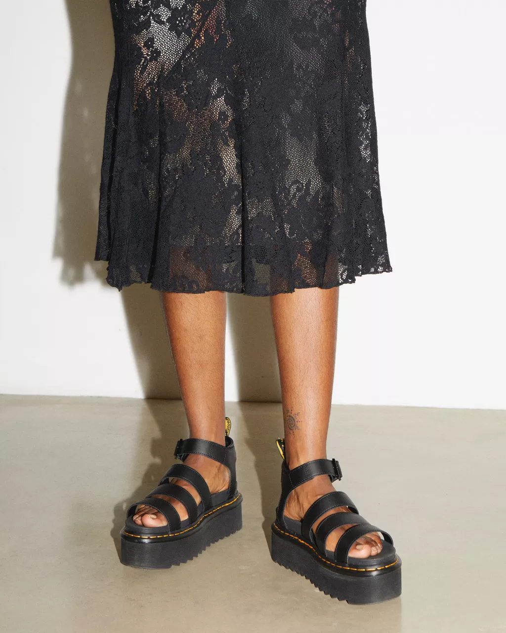 DR MARTENS Blaire Quad Hydro Leather Platform Gladiator Sandals