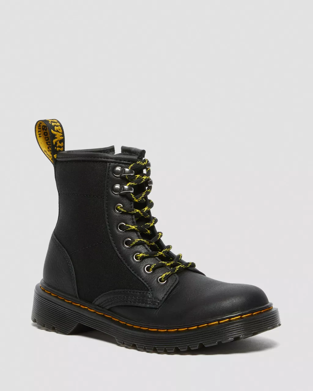 DR MARTENS Junior 1460 Panel Canvas & Leather Boots