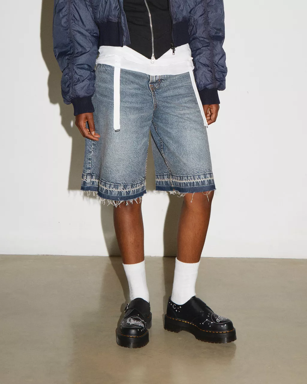 DR MARTENS Monk Celestial Moth Leather Platform Shoes