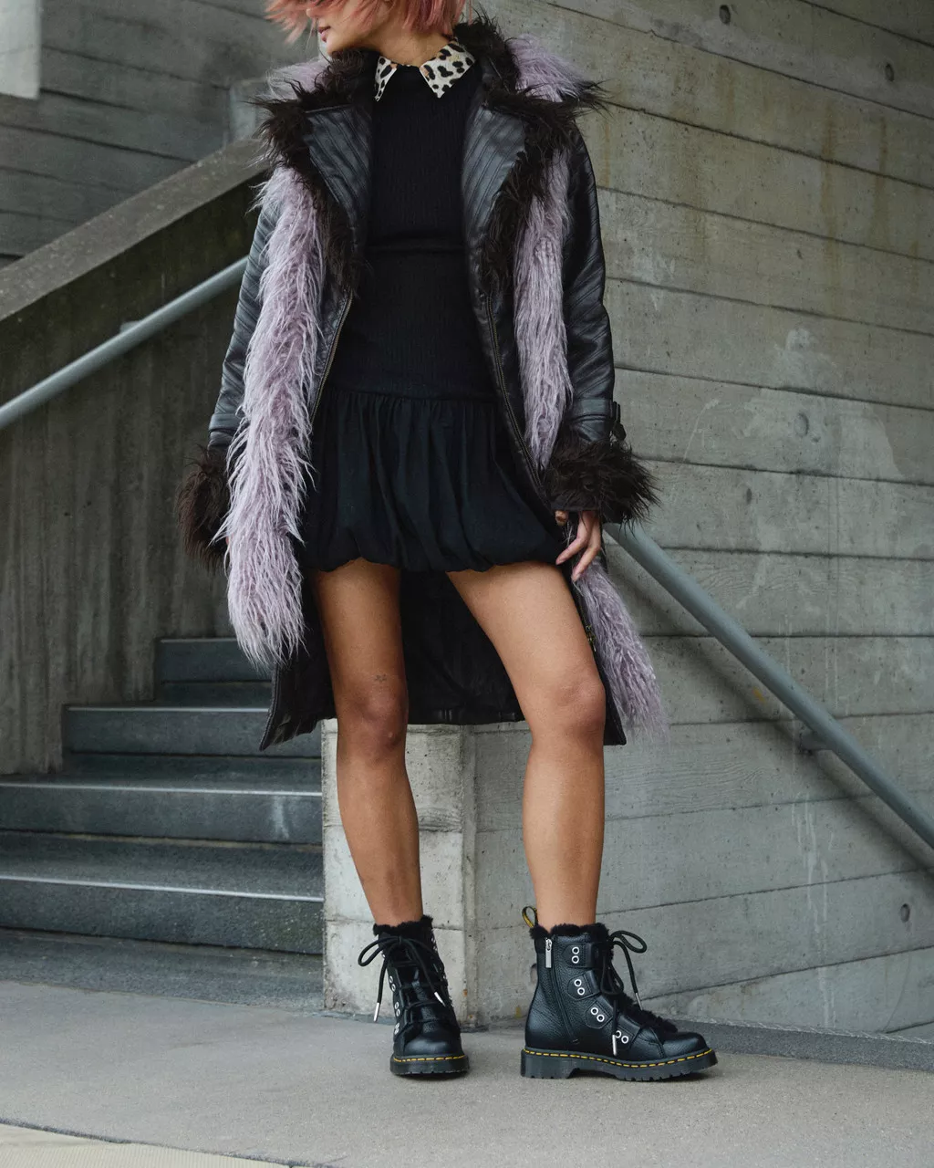 DR MARTENS 1460 Faux Fur Lined Leather Lace Up Boots