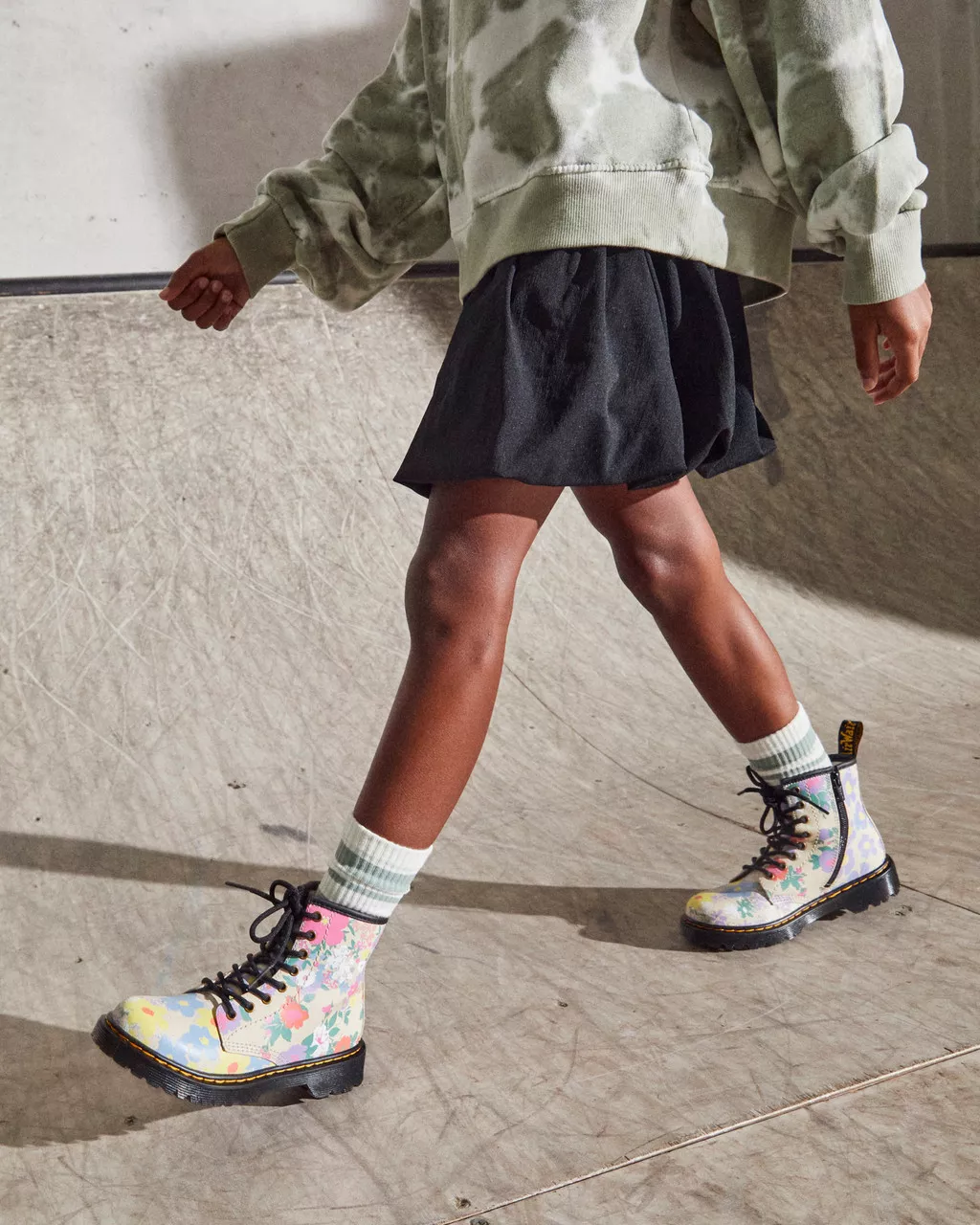 DR MARTENS Junior 1460 Floral Mash Up Hydro Leather Lace Up Boots