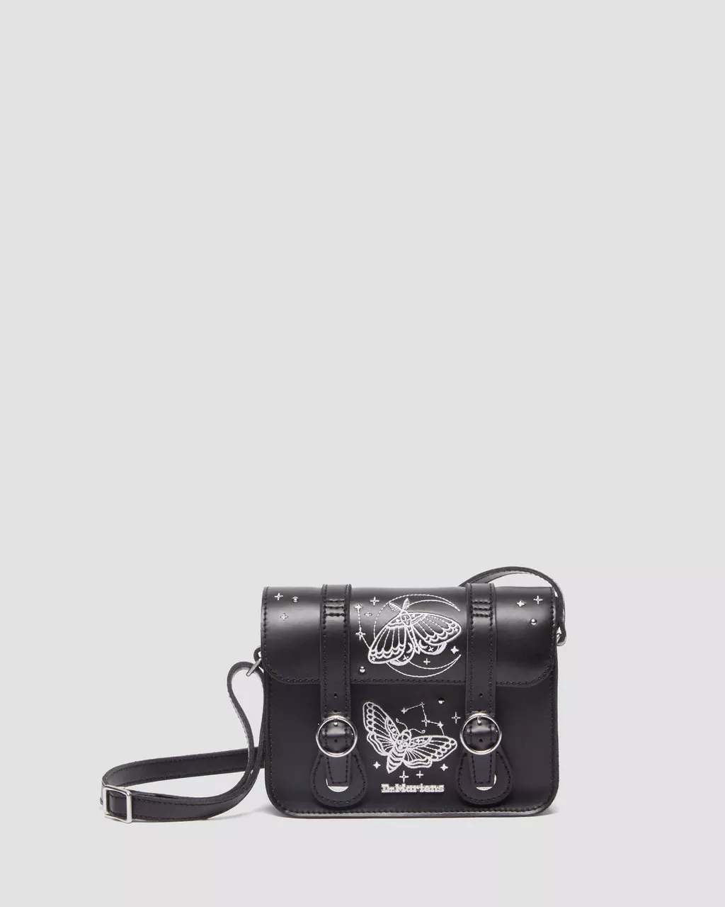 DR MARTENS 7 INCH CELESTIAL MOTH EMBROIDERED LEATHER CROSSBODY BAG