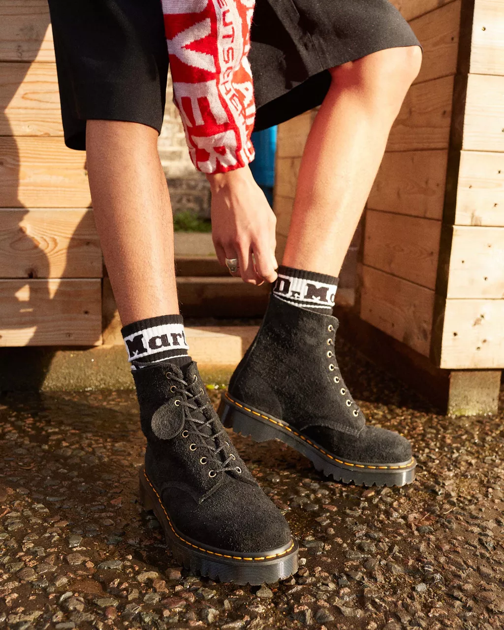 DR MARTENS 1460 Pascal Made In England Tufted Suede Lace Up boots