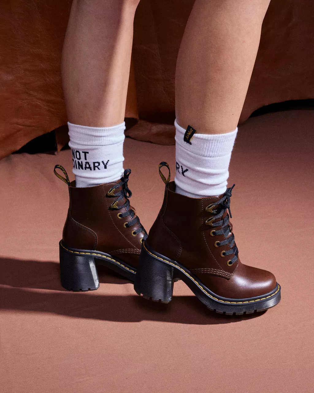 DR MARTENS Jesy Leather Flared Heel Boots