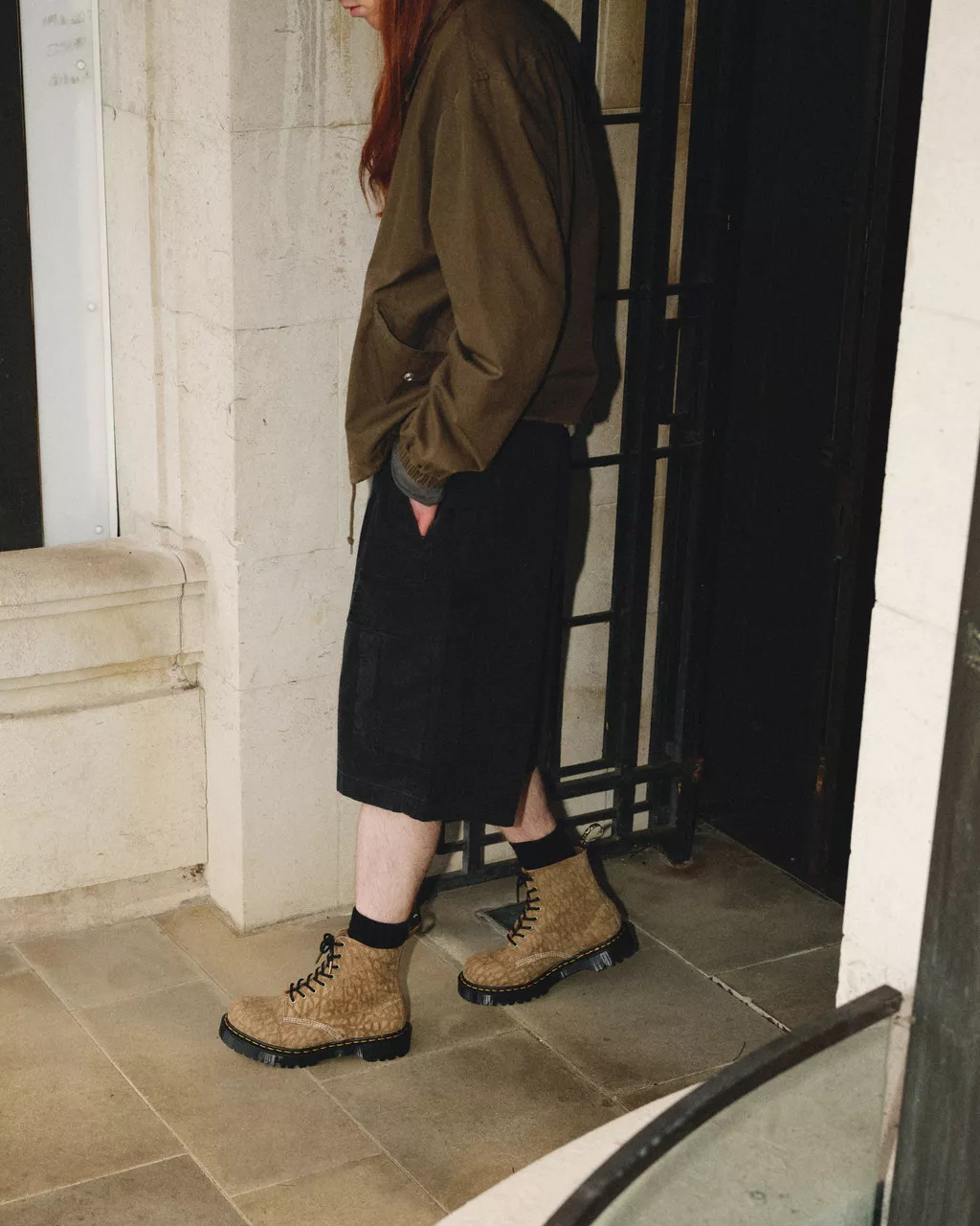 DR MARTENS 1460 Pascal Made in England Emboss Suede Lace Up Boots