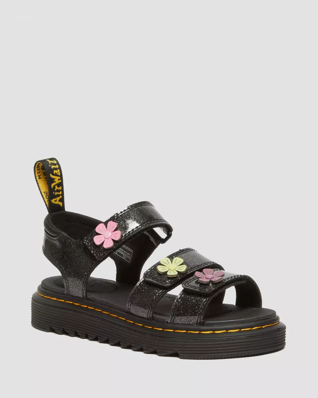 DR MARTENS Junior Klaire Coated Glitter Velcro Sandals