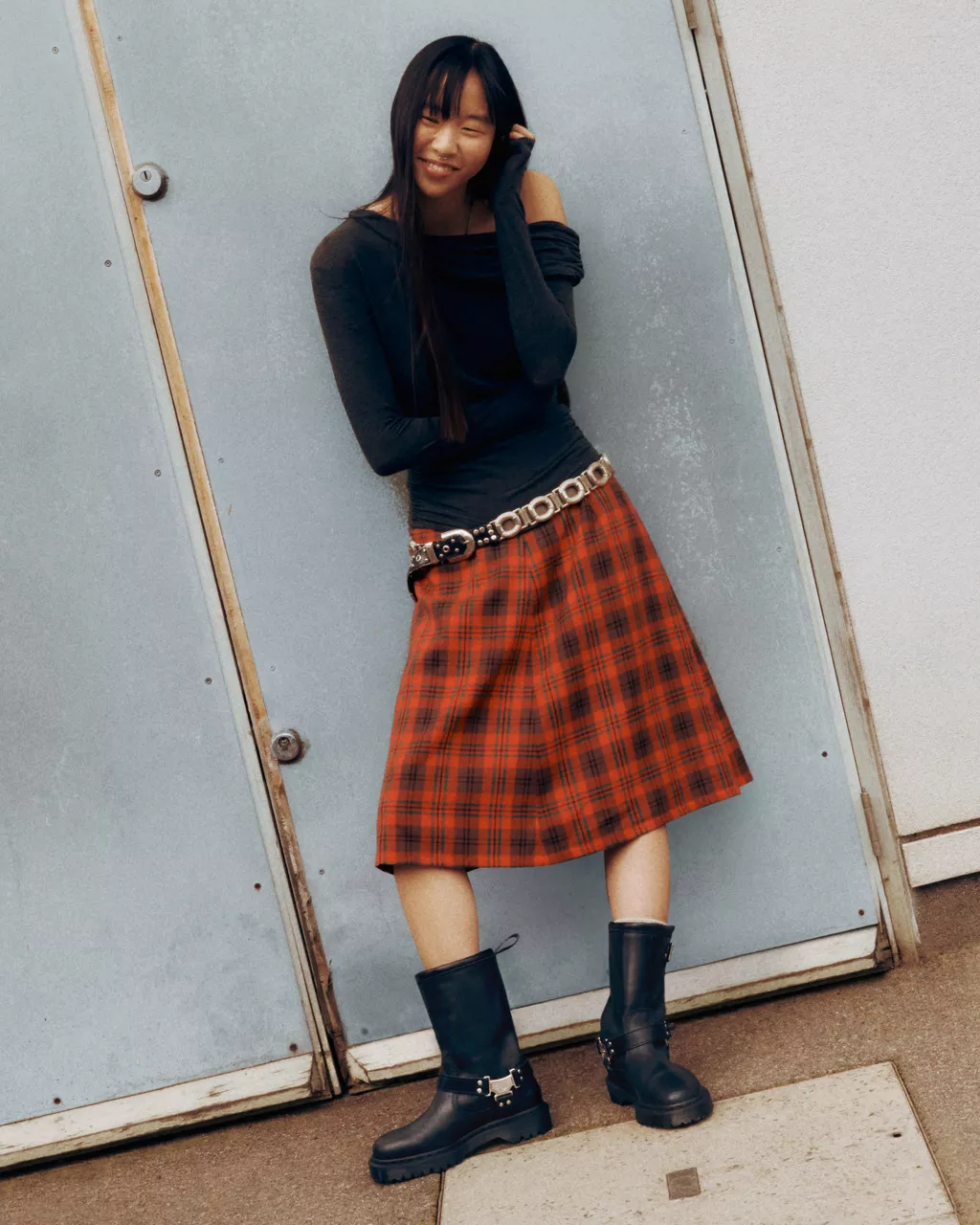 DR MARTENS Anistone Tall Leather Biker Boots